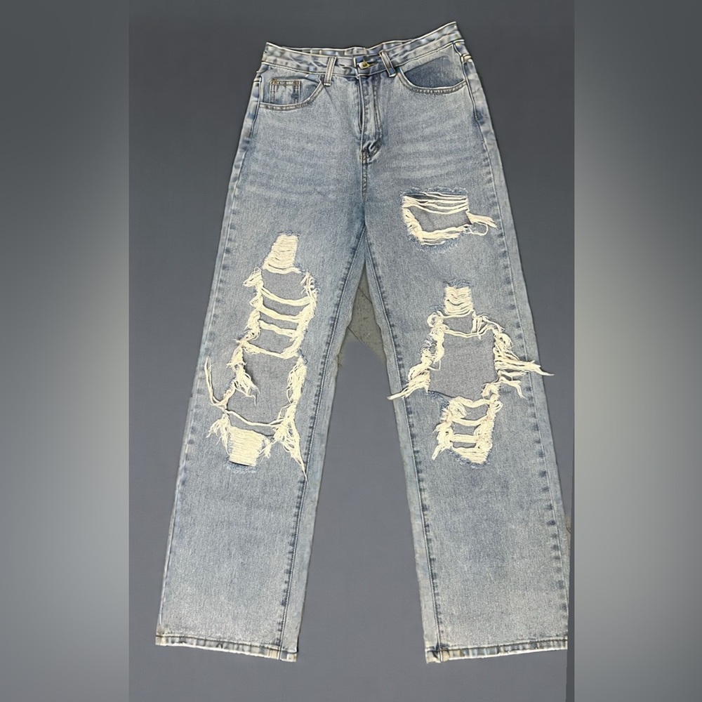 SHEIN Distressed Light Blue Jeans